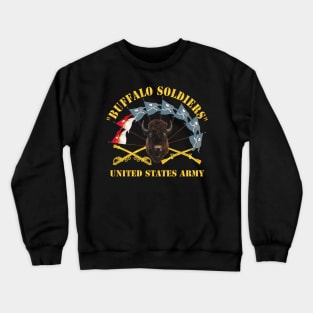 Buffalo Soldiers - Infantry - Cavalry Guidons w Buffalo Head - US Army X 300 Crewneck Sweatshirt